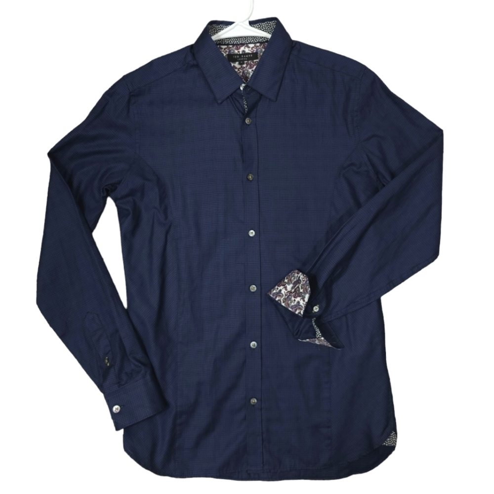 Ted Baker Blue/Black Plaid Button Shirt
